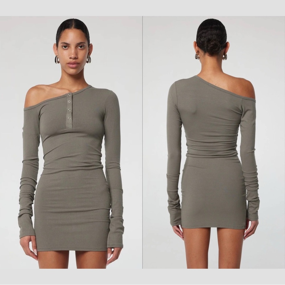 the line by k rori new nwt beige button down ribbed dress off shoulder
